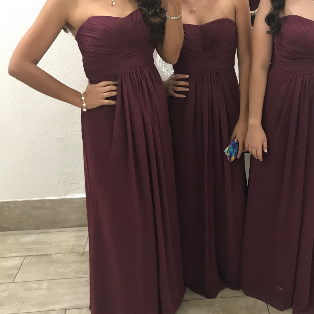 David’s Bridal Bridesmaid Strapless Chiffon Dress